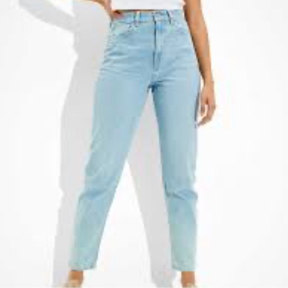 American Eagle Mom Jeans The Redesign Washed Blue Jeans Wide Leg Relaxed Slouchy - Picture 1 of 8
